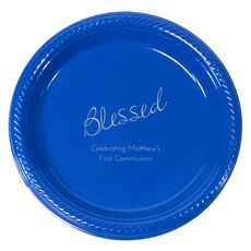 Expressive Script Blessed Plastic Plates