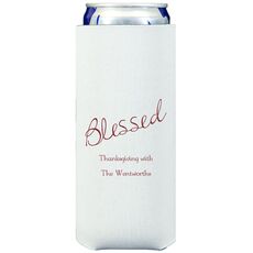 Expressive Script Blessed Collapsible Slim Koozies