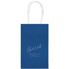 Expressive Script Blessed Medium Twisted Handled Bags