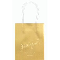 Expressive Script Grateful Mini Twisted Handled Bags