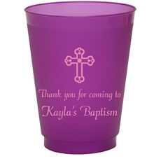Ornate Cross Colored Shatterproof Cups