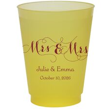 Scroll Mrs & Mrs Colored Shatterproof Cups