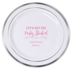 Let's Get the Party Started Premium Banded Plastic Plates