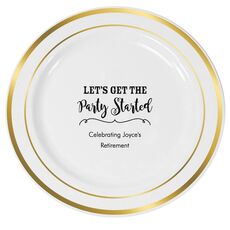 Let's Get the Party Started Premium Banded Plastic Plates