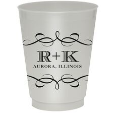 Courtyard Scroll with Initials Colored Shatterproof Cups