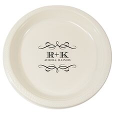 Courtyard Scroll with Initials Plastic Plates