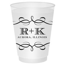 Courtyard Scroll with Initials Shatterproof Cups