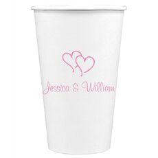Modern Double Hearts Paper Coffee Cups