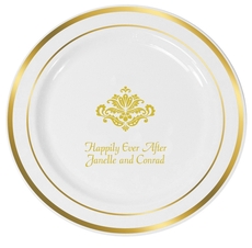 Simply Ornate Scroll Premium Banded Plastic Plates