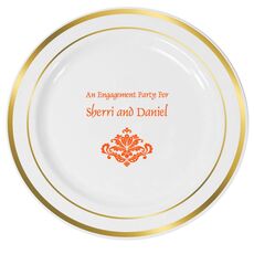 Simply Ornate Scroll Premium Banded Plastic Plates