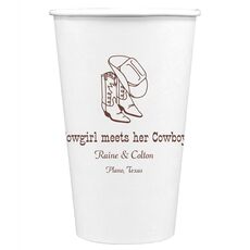 Western Boots & Cowboy Hat Paper Coffee Cups