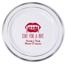 Stay For A Bite Premium Banded Plastic Plates