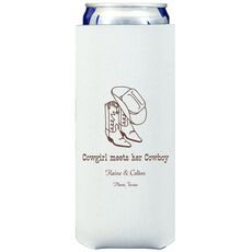 Western Boots & Cowboy Hat Collapsible Slim Koozies