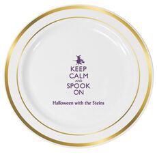 Keep Calm and Spook On Premium Banded Plastic Plates