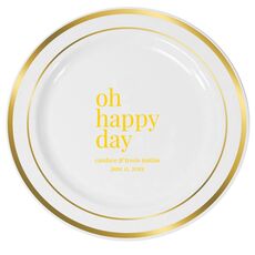 Oh Happy Day Premium Banded Plastic Plates