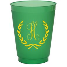 Laurel Wreath with Initial Colored Shatterproof Cups