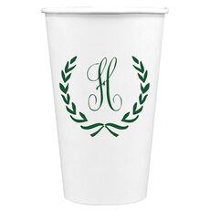 Laurel Wreath with Initial Paper Coffee Cups