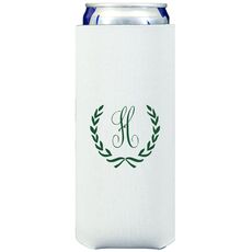 Laurel Wreath with Initial Collapsible Slim Koozies