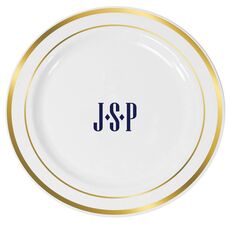 Simple 3 Initials Monogram Premium Banded Plastic Plates