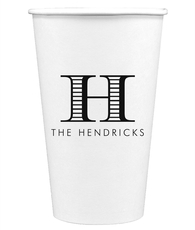 Striped Initial Paper Coffee Cups