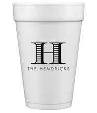 Striped Initial Styrofoam Cups