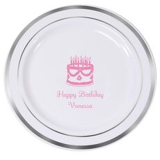 Sweet Floral Birthday Cake Premium Banded Plastic Plates