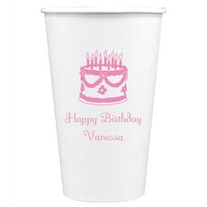 Sweet Floral Birthday Cake Paper Coffee Cups
