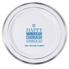Hanukkah Chanukah Premium Banded Plastic Plates