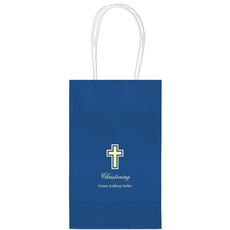 Outlined Cross Medium Twisted Handled Bags