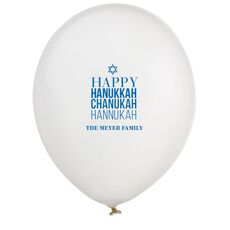 Hanukkah Chanukah Latex Balloons