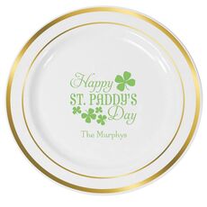 Happy St. Paddy's Day Premium Banded Plastic Plates