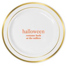 Big Word Halloween Premium Banded Plastic Plates