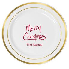 Fun Merry Christmas Premium Banded Plastic Plates
