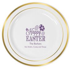 Happy Easter Eggs Premium Banded Plastic Plates