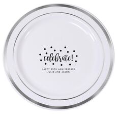 Confetti Dots Celebrate Premium Banded Plastic Plates