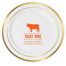 BBQ Cow Premium Banded Plastic Plates