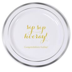 Elegant Sip Sip Hooray Premium Banded Plastic Plates