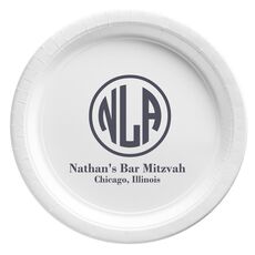 Framed Rounded Monogram with Text Paper Plates