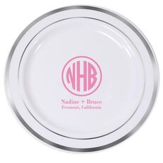 Framed Rounded Monogram with Text Premium Banded Plastic Plates