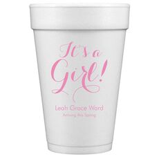 Elegant It's A Girl Styrofoam Cups