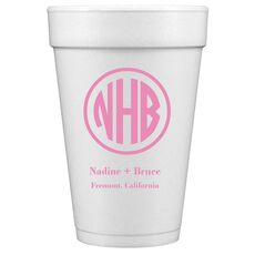 Framed Rounded Monogram with Text Styrofoam Cups