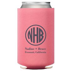Framed Rounded Monogram with Text Collapsible Koozies