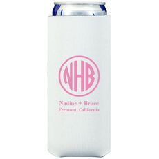 Framed Rounded Monogram with Text Collapsible Slim Koozies