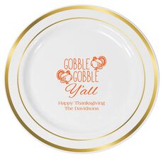Gobble Gobble Y'all Premium Banded Plastic Plates