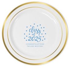 Class of Confetti Dots Premium Banded Plastic Plates