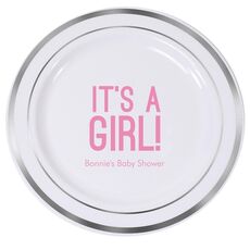 Bold It's A Girl Premium Banded Plastic Plates