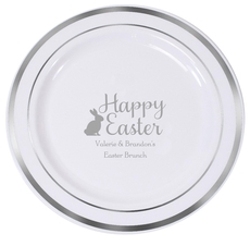 Script Happy Easter Bunny Premium Banded Plastic Plates