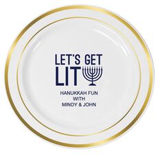 Let's Get Lit Premium Banded Plastic Plates