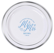 Mr. and Mrs. Best Wishes Premium Banded Plastic Plates