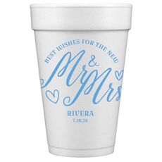Mr. and Mrs. Best Wishes Styrofoam Cups